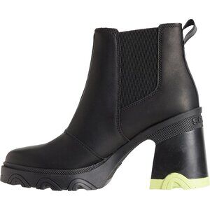 NEW SOREL Leather Brex Heel Chelsea Booties Black/green 825 7s3